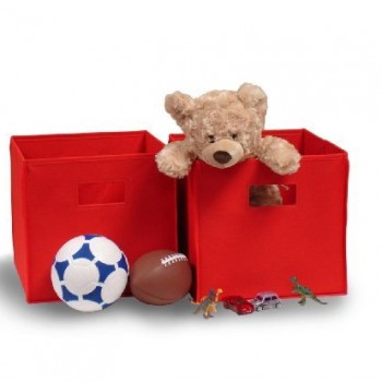 RiverRidge Kids 2pc Soft Storage Bins ? Red Color: Red Toy, Kids, Play, Children image