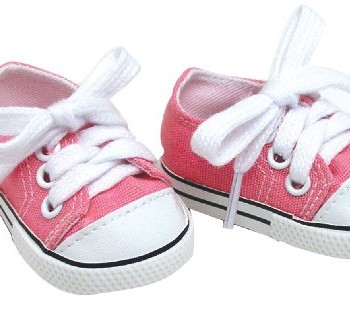 18 Inch Pink Doll Shoes for American Girl Dolls, Pale Pink Doll Sneakers image