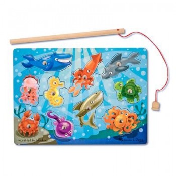 Melissa & Doug Deluxe 10-Piece Magnetic Fishing Game image