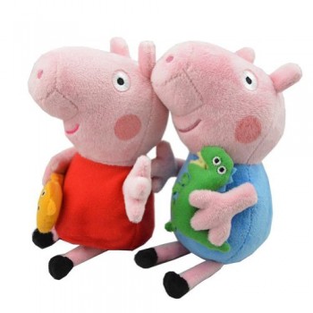 2pcs Peppa Pig Plush Doll Stuffed Toy Peppa & GEORGE 8″ For Kids Gift image