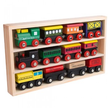 12 Pcs Wooden Engines & Train Cars Collection fits Thomas, Brio, Chuggington image