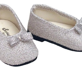 Silver Glitter Doll Dress Shoes fits American Girl 18 Inch Dolls image