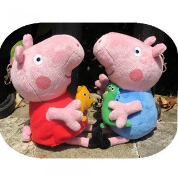 Peppa Pig Family Plush Doll Set 4pcs 30cm (12″) Daddy Mummy Pig+19cm (8″)george Peppa Pig Plus + 1 Pair Bobby Pin As Gift image