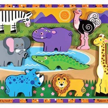 Melissa & Doug Deluxe Wooden Safari Chunky Puzzle image