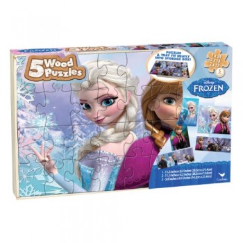 Frozen 5 Wood Puzzles in Wood Storage Box image