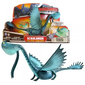 Spin Master Year 2013 Dreamworks Movie Series “DRAGONS – Defenders of Berk” 12 Inch Long Dragon Figure – Action Dragon SCAULDRON with Flapping Wings and Water Burst Blast Attack image