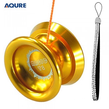 Magic YoYo T8 Shadow Aluminum Professional Yo-Yo Bundle with Crystal Rhinestone Bling Hand Wrist Strap Lanyard (Golden) image