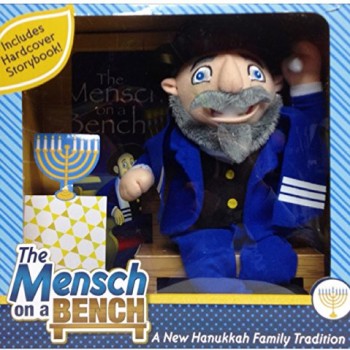 Mensch on a Bench Hanukkah Decor w/ Hardcover Book & Removable Bench image