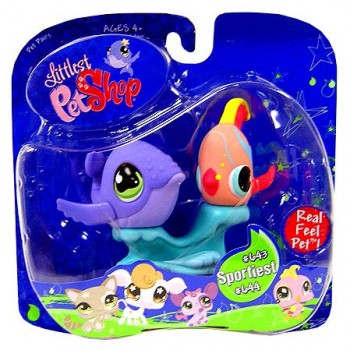 Littlest Pet Shop Purple Whale and Angel Fish # 643 and 644 image